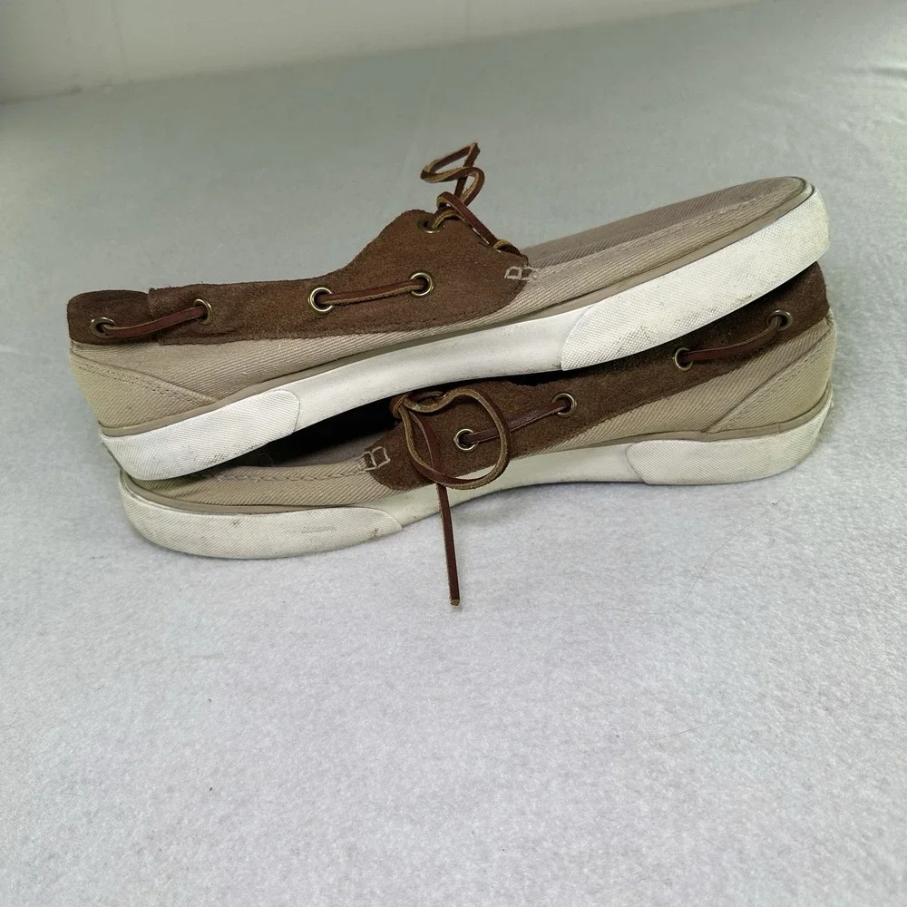 Polo Ralph Lauren Boat Shoes Mens 10.5 D Rylander Beige‎ Leather Lace Up
